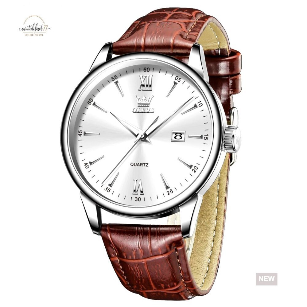 Classic Analog Dress Watch Waterproof Minimalist Roman Numeral Dial Leather Band